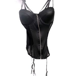 Gothic Fishnet Corset with Garters